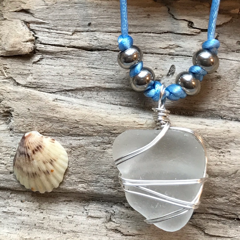 Wire wrapped sea glass necklace